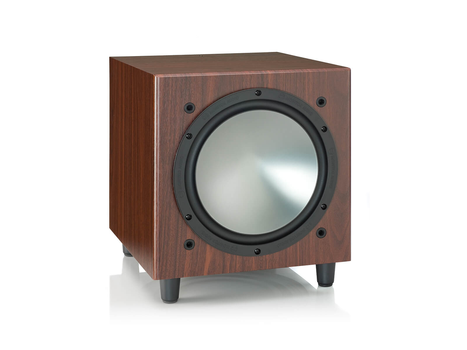 Bronze W10, grille-less subwoofer, with a rosemah vinyl finish.