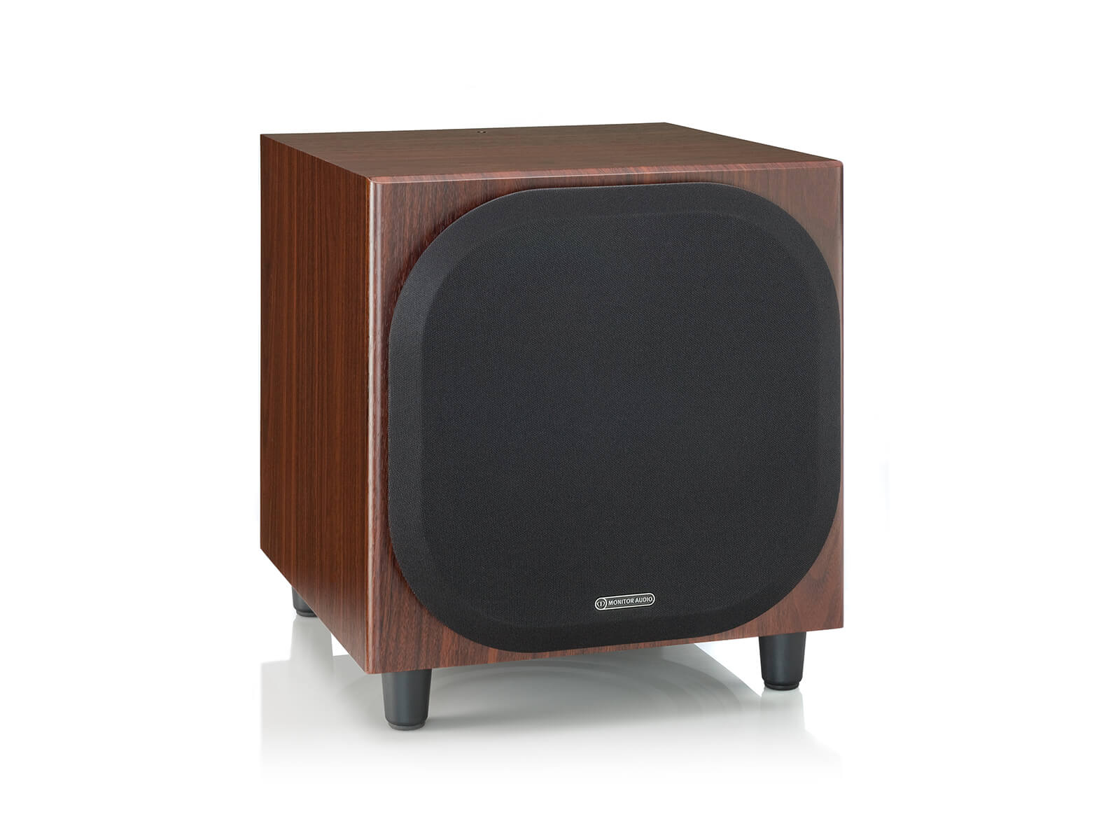 Bronze W10 subwoofer, featuring a grille and a rosemah vinyl finish.
